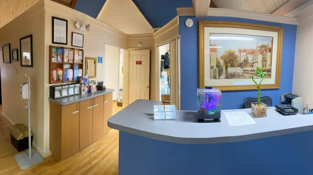 front desk with view of hallway