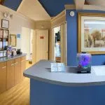 front desk with view of hallway